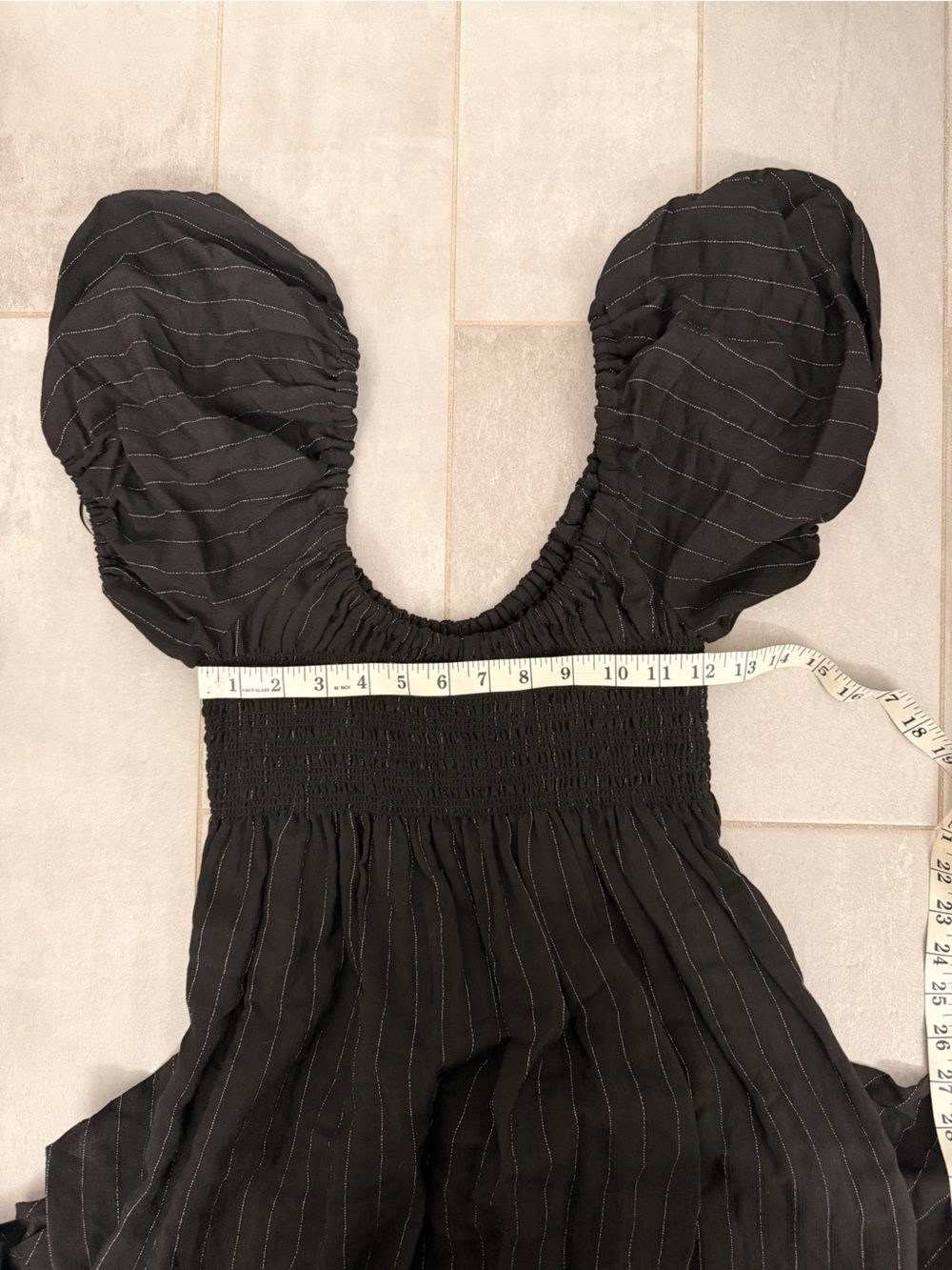 La Ligne Amy Linen Blend Black Pinstripe Maxi Dress SIze Medium - Picture 8 of 8